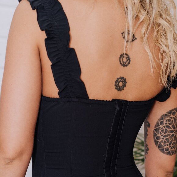 May Black Corset – Structured Satin with Ruched Straps - Picture 8 of 8